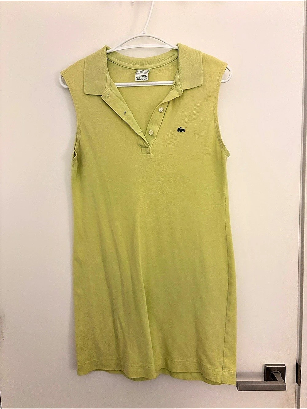 Lacoste Sleeveless Polo Mini Dress in lime green
